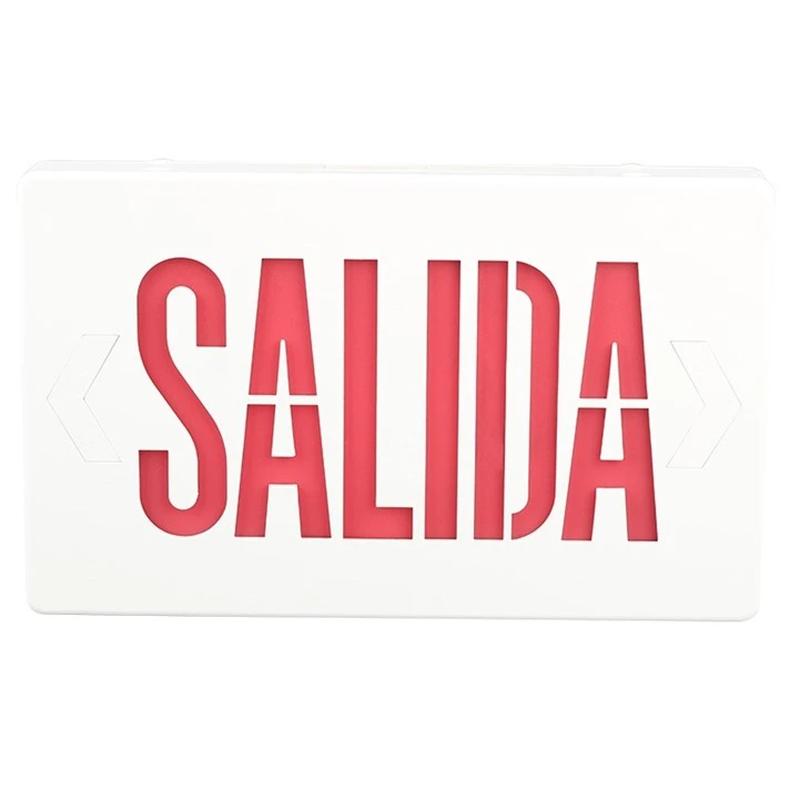 DF-3 Salida Spanish Exit Sign Red Led White Housing With Battery Backup factory